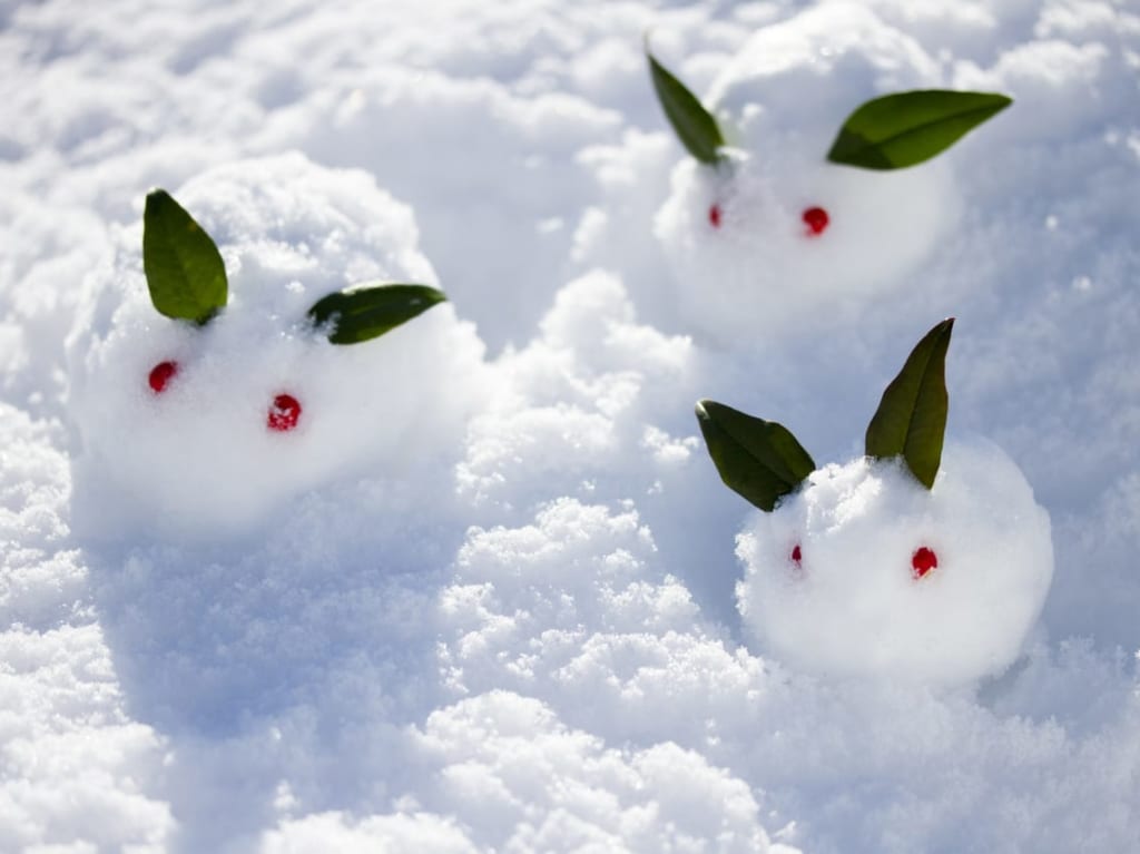 雪のうえの3匹の雪ウサギAC