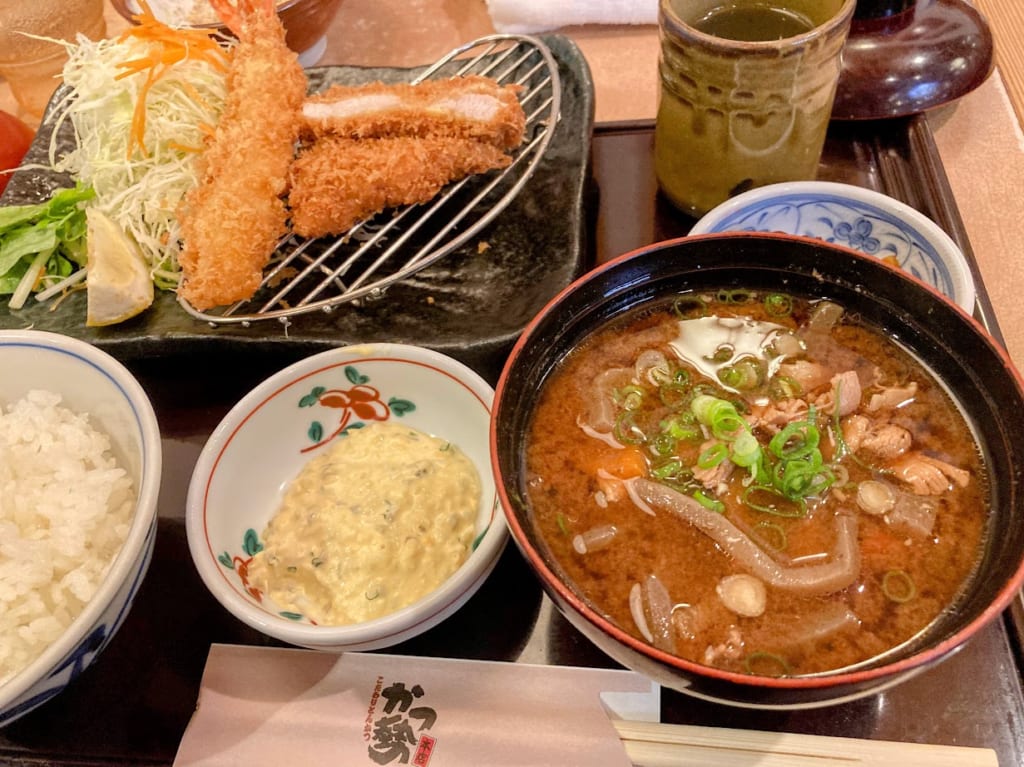 かつせいミニエビフライロースかつ定食