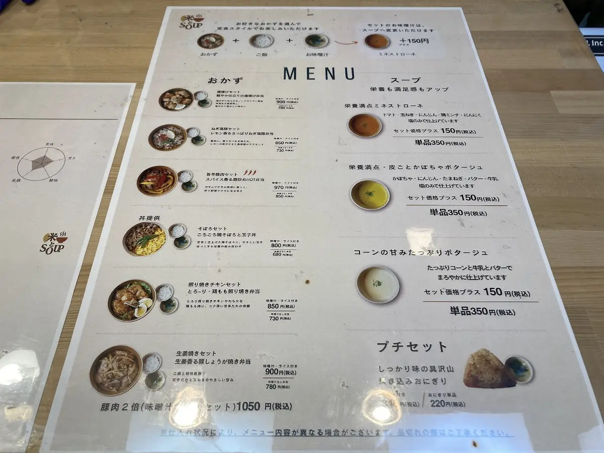 米とSOUPメニューPOP